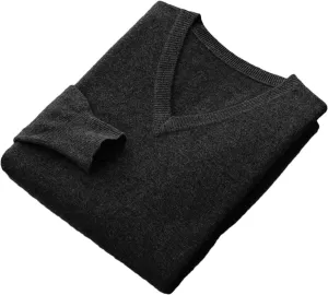 100% Merino Wool Sweaters for Men Jumpers Winter Stylish V-Neck Woolen Knitted Pullovers