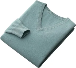 100% Merino Wool Sweaters for Men Jumpers Winter Stylish V-Neck Woolen Knitted Pullovers