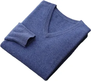 100% Merino Wool Sweaters for Men Jumpers Winter Stylish V-Neck Woolen Knitted Pullovers