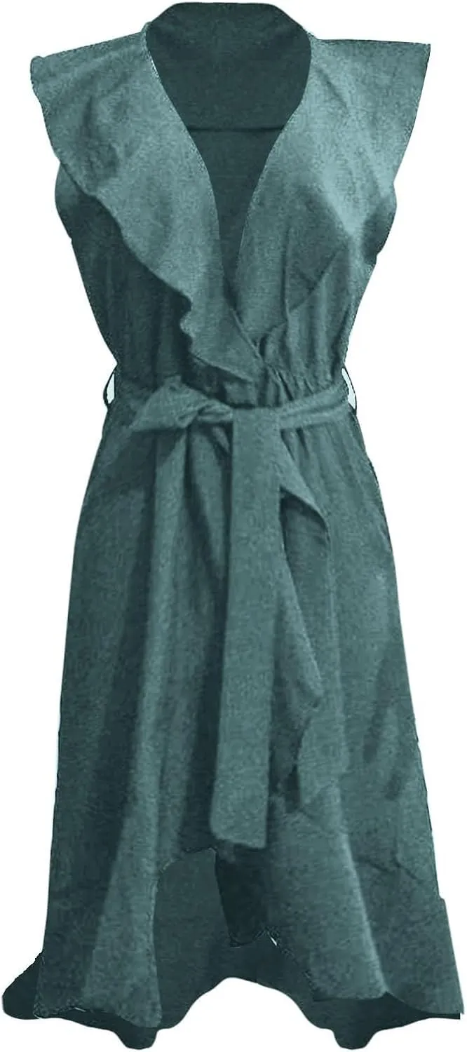 2025 Dresses for Women Summer Bohemian Wrap Midi Dress Sexy V Neck Wedding Guest Dress Ruffle Hem Split Beach Dresses