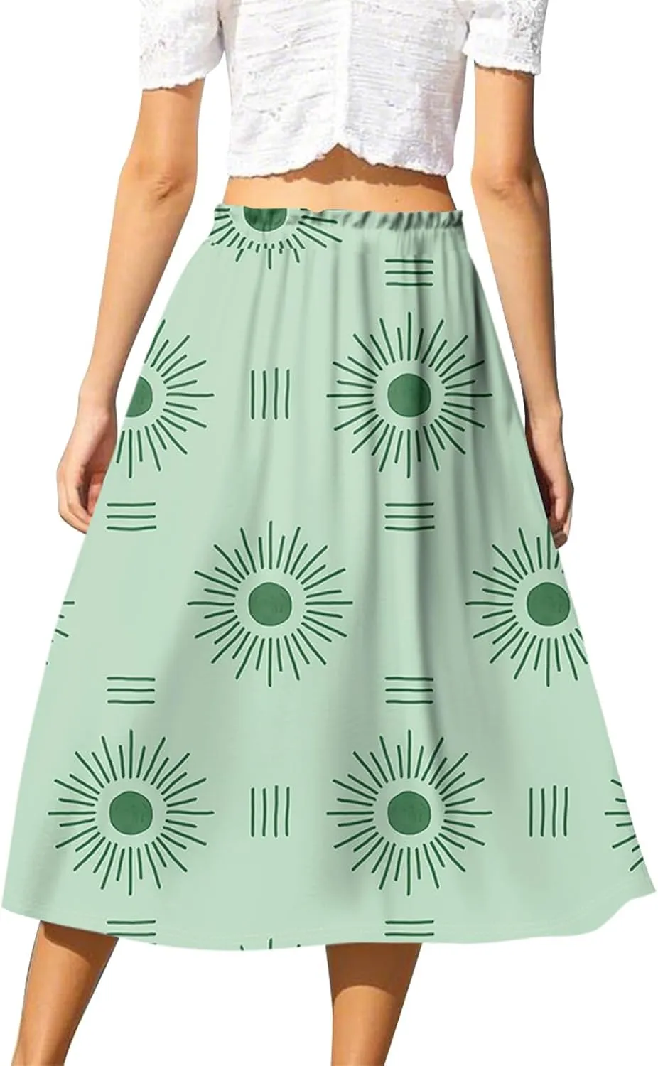 ADHOWBEW Long Skirts for Women A Line Flowy Beach High Waisted Midi Length Trendy Cute Plus Size Casual Ruffle Summer Skirts