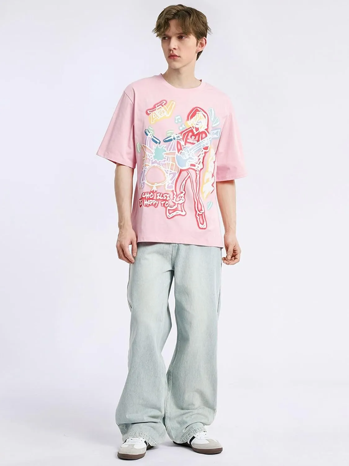 Aelfric Eden Graphic Tees Men Y2k Oversized T Shirts Women Hip Hop Character Vintage Tees Unisex Summer Tops