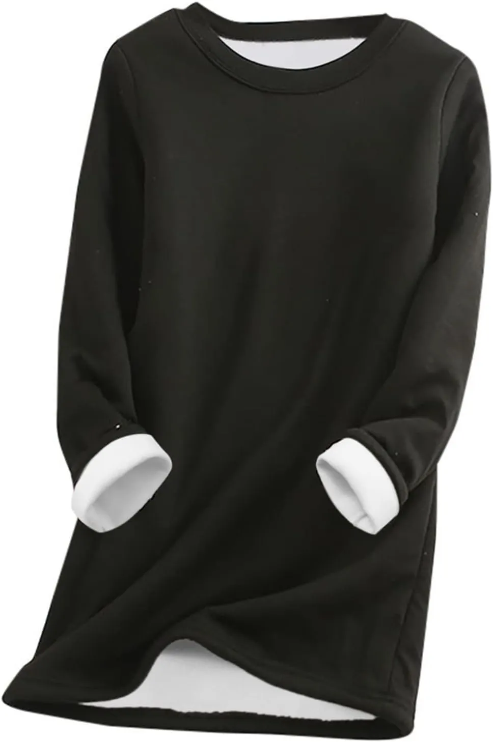 aihihe Women's Winter Warm Fleece Sherpa Lined Sweatshirts Plus Size Crewneck Casual Fluffy Loungewear Thermal Pullover