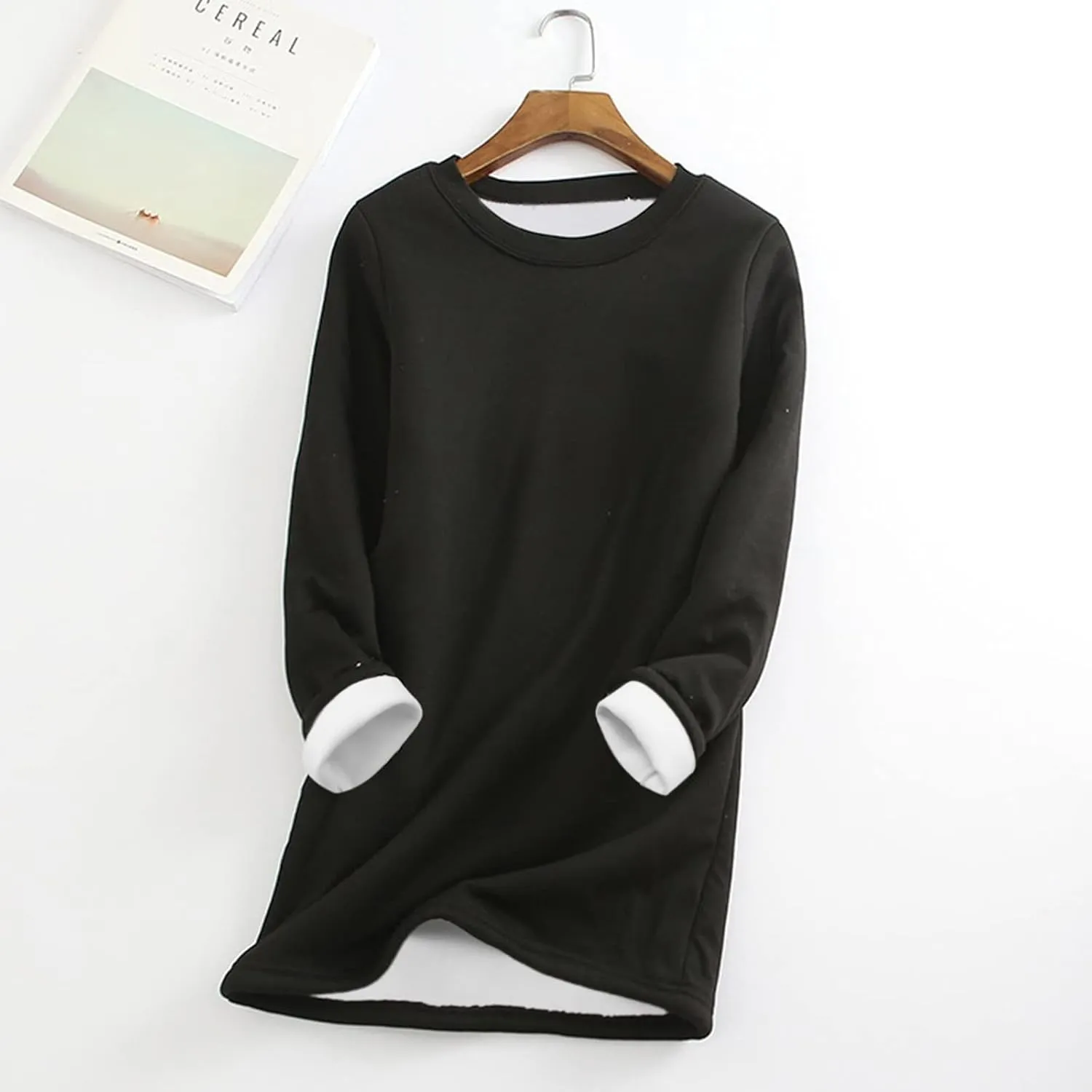 aihihe Women's Winter Warm Fleece Sherpa Lined Sweatshirts Plus Size Crewneck Casual Fluffy Loungewear Thermal Pullover