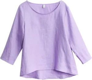 Amazhiyu Women's Linen 3/4 Sleeve Blouse Crew Neck Summer Casual Tops Loose Fit