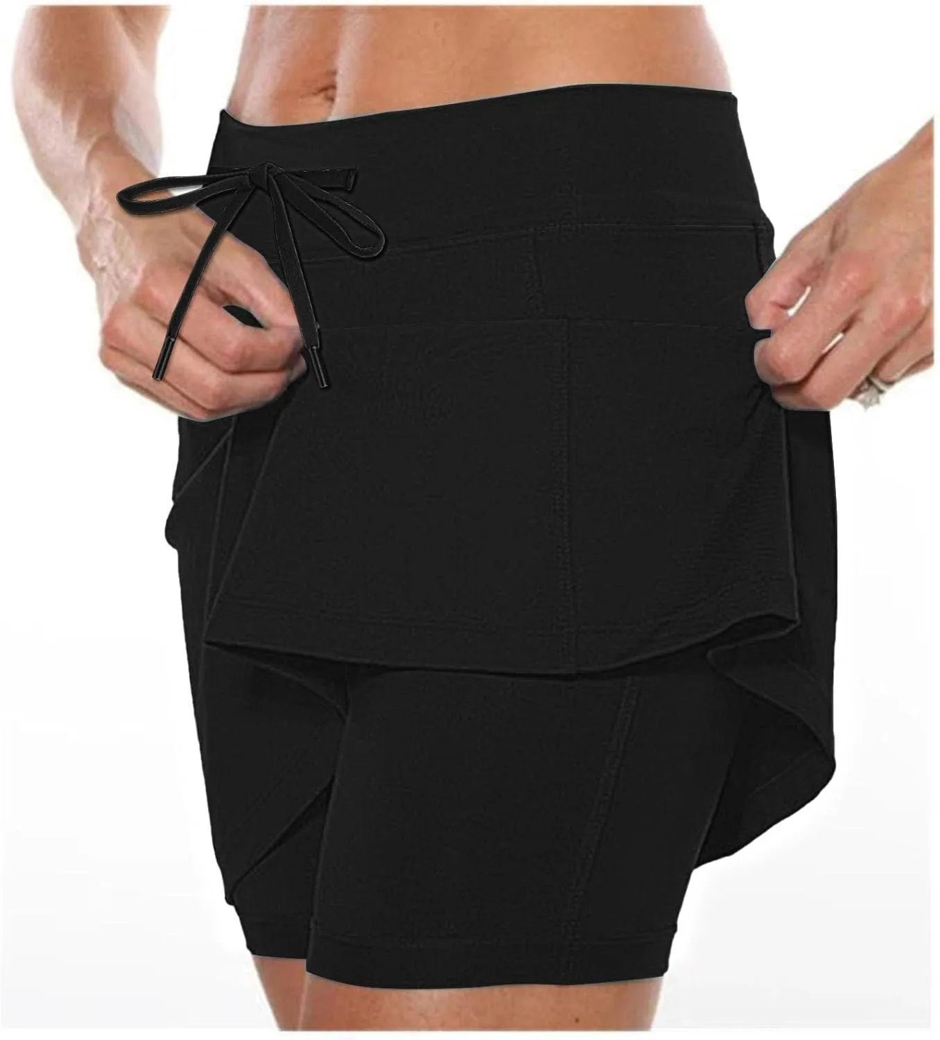 Athletic Skirts for Women Summer Loose Trendy Drawstring Solid Sports Tennis Skirts Built-in Shorts Plus Size, S-5XL