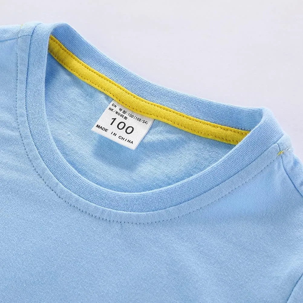 Baby Toddler Solid Color Short Sleeve T-Shirts for Boys Girls Summer Basic Cotton Crewneck Tee Shirt Tops