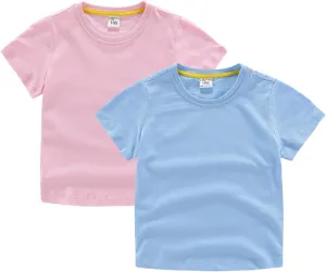 Baby Toddler Solid Color Short Sleeve T-Shirts for Boys Girls Summer Basic Cotton Crewneck Tee Shirt Tops