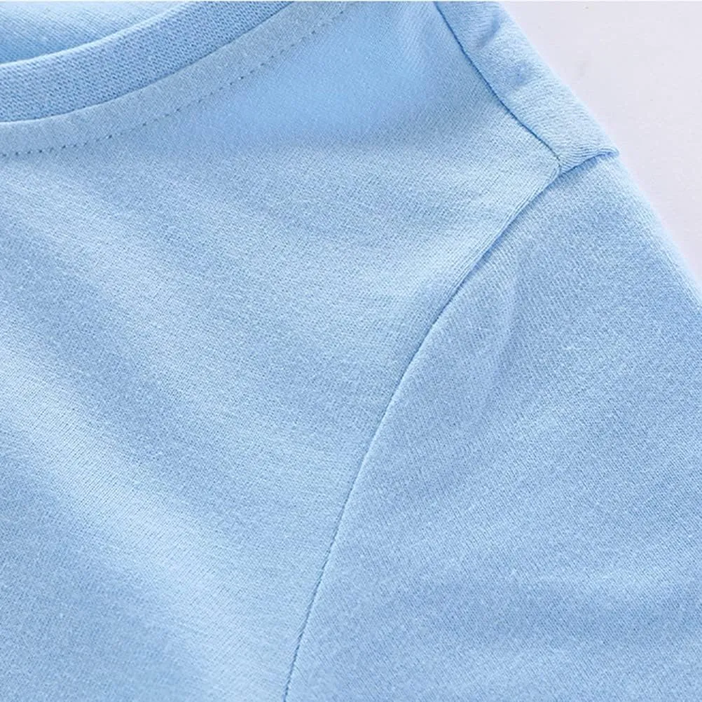 Baby Toddler Solid Color Short Sleeve T-Shirts for Boys Girls Summer Basic Cotton Crewneck Tee Shirt Tops