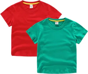Baby Toddler Solid Color Short Sleeve T-Shirts for Boys Girls Summer Basic Cotton Crewneck Tee Shirt Tops