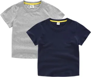 Baby Toddler Solid Color Short Sleeve T-Shirts for Boys Girls Summer Basic Cotton Crewneck Tee Shirt Tops
