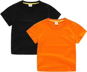 Baby Toddler Solid Color Short Sleeve T-Shirts for Boys Girls Summer Basic Cotton Crewneck Tee Shirt Tops
