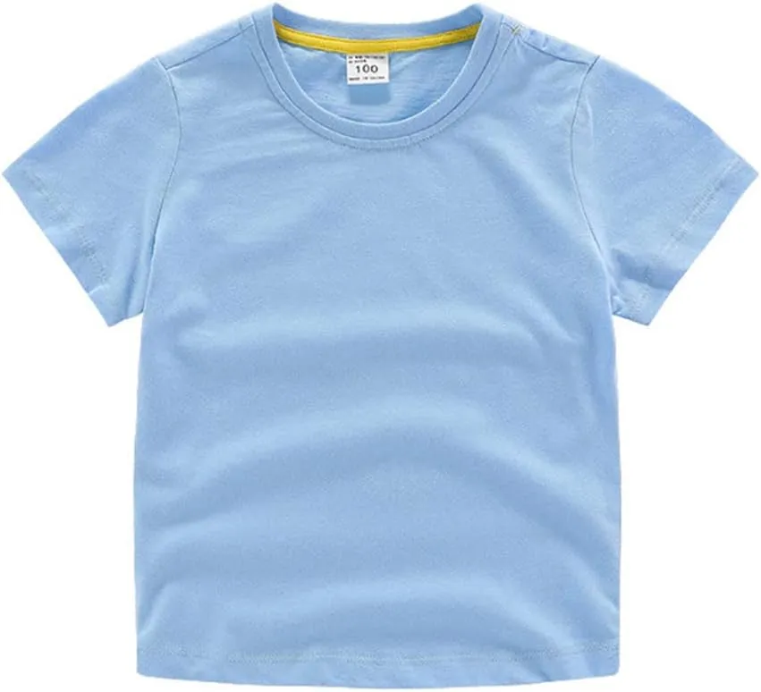 Baby Toddler Solid Color Short Sleeve T-Shirts for Boys Girls Summer Basic Cotton Crewneck Tee Shirt Tops
