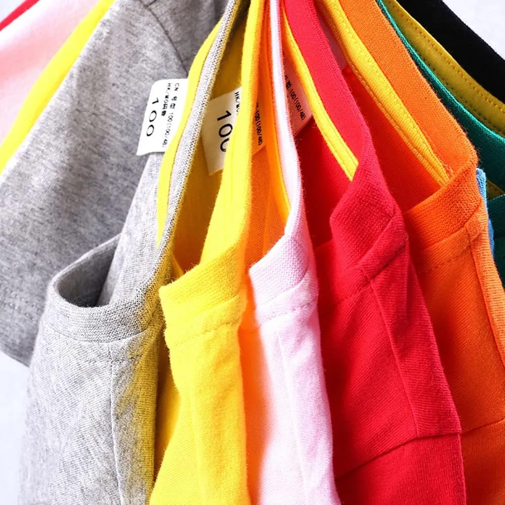 Baby Toddler Solid Color Short Sleeve T-Shirts for Boys Girls Summer Basic Cotton Crewneck Tee Shirt Tops