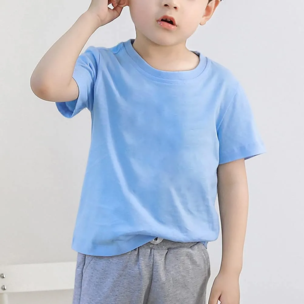 Baby Toddler Solid Color Short Sleeve T-Shirts for Boys Girls Summer Basic Cotton Crewneck Tee Shirt Tops