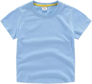 Baby Toddler Solid Color Short Sleeve T-Shirts for Boys Girls Summer Basic Cotton Crewneck Tee Shirt Tops