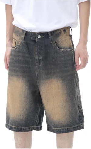 Baggy Jean Shorts for Men Jorts Casual Loose Fit Long Denim Shorts Wide Leg Y2K Hip Hop Streetwear Clothes