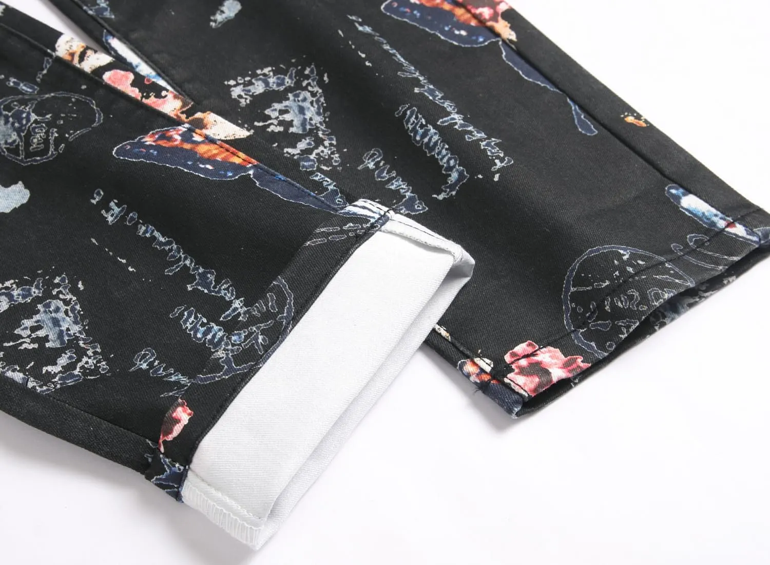 Baylvn Men's Casual Printed Slim Fit Jeans Skinny Denim Pants