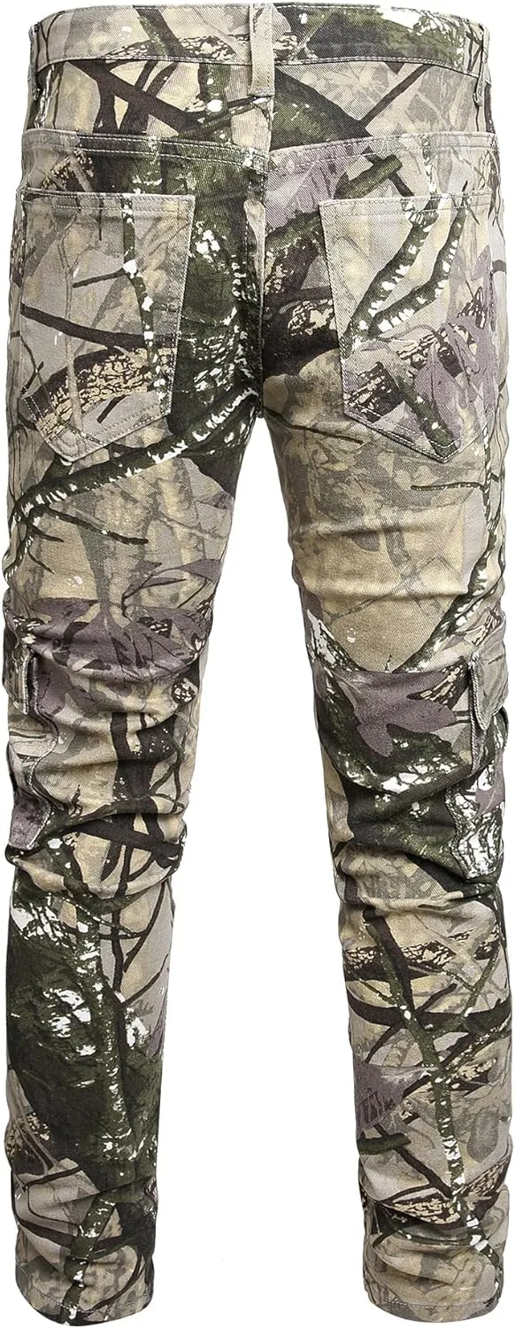 Baylvn Men's Casual Printed Slim Fit Jeans Skinny Denim Pants