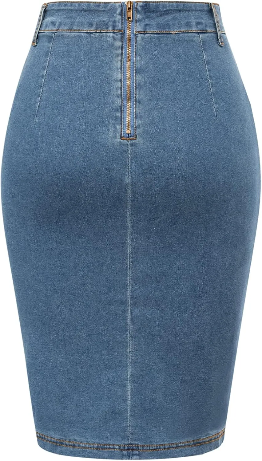 Belle Poque Denim Pencil Skirt for Women Ruched Bodycon Jeans Skirt with Belt High Waisted Pencil Skirts