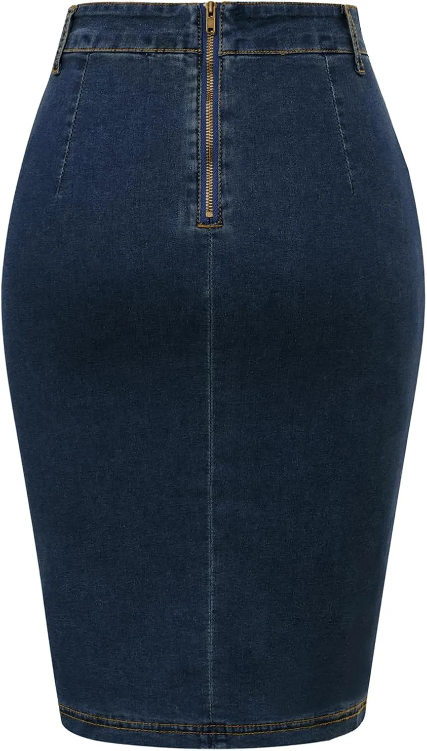 Belle Poque Denim Pencil Skirt for Women Ruched Bodycon Jeans Skirt with Belt High Waisted Pencil Skirts