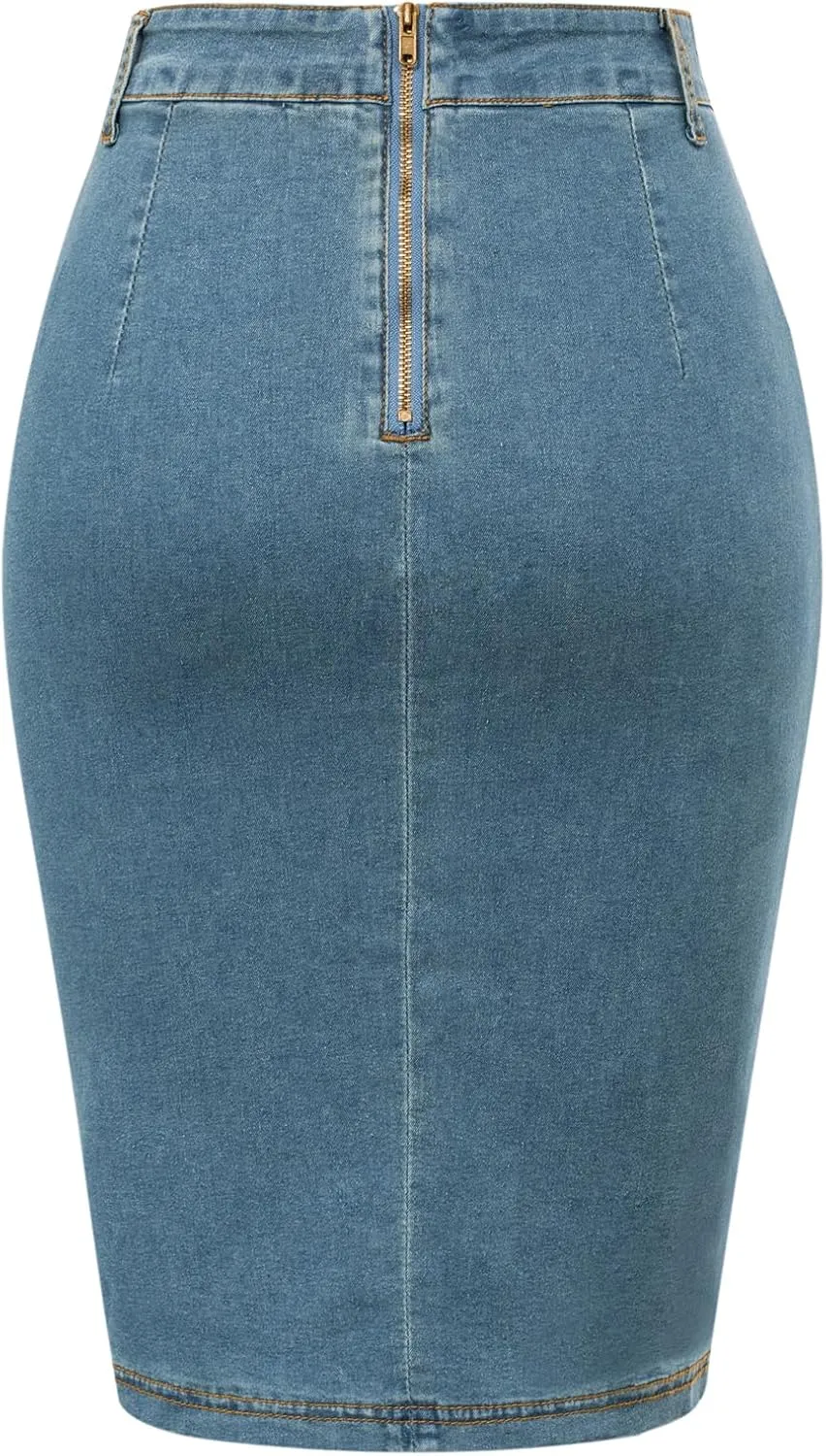 Belle Poque Denim Pencil Skirt for Women Ruched Bodycon Jeans Skirt with Belt High Waisted Pencil Skirts
