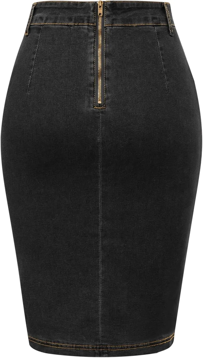 Belle Poque Denim Pencil Skirt for Women Ruched Bodycon Jeans Skirt with Belt High Waisted Pencil Skirts