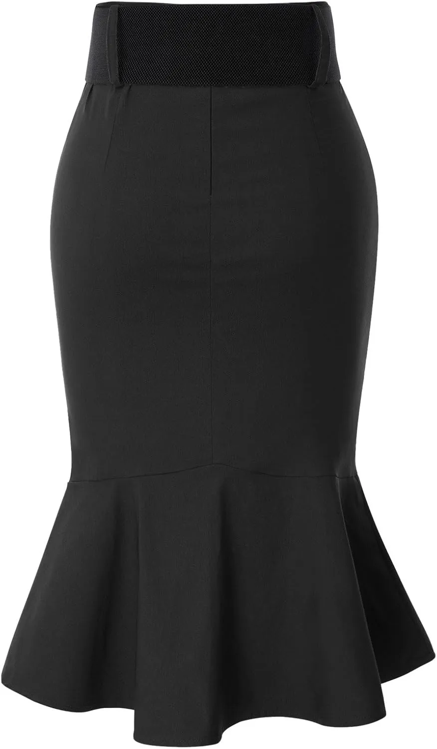 Belle Poque Women’s High Waisted Peplum Midi Pencil Skirt Work Business Skirts with Belt