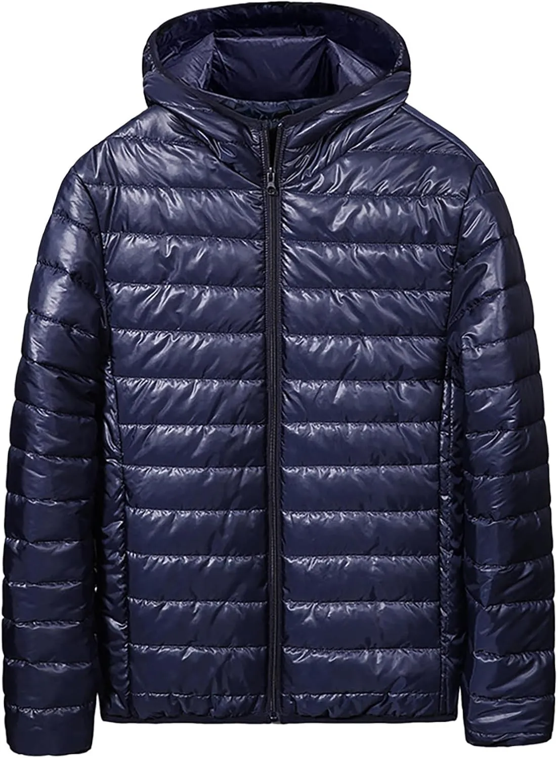 BIFUTON Men's Lightweight Puffer Down Jackets Detachable Zipper Hoodies Winter Coat Cotton Padded Coat for Travel Ski Jackets