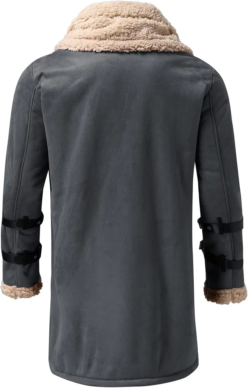 BIFUTON Winter Coats for Men,Men's Shearling Leather Coat Faux Suede Sherpa Lined Winter Thicken Warm Hooded Sheepskin Jacket