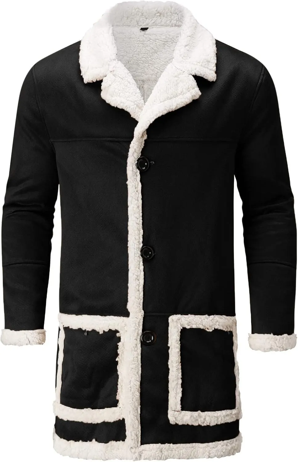 BIFUTON Winter Coats for Men,Men's Shearling Leather Coat Faux Suede Sherpa Lined Winter Thicken Warm Hooded Sheepskin Jacket