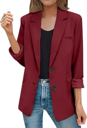 Business Blazers for Women Trendy Lapel Button Down Long Sleeve Blazer Jackets Dressy Open Front Office Suit Jackets