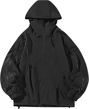 Cambkatl Men's Lightweight Windbreaker Jacket Loose Fit Outdoor Long Sleeve Full Zip Hoodies for Running Cycling Hiking Golf