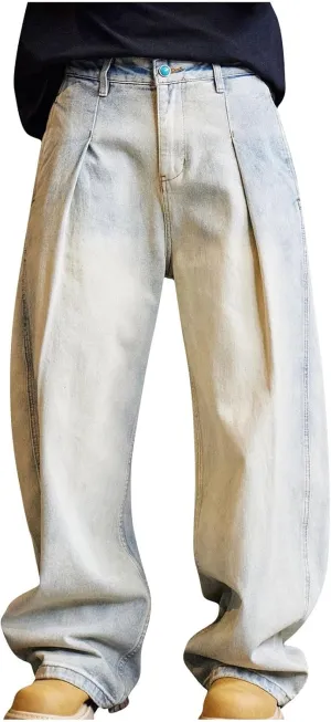 Cambkatl Men's Vintage Baggy Cargo Pants Loose Casual Joggers Hiking Parachute Pants Work Trousers with Pockets