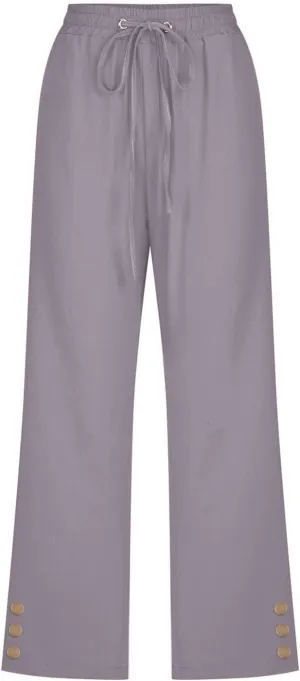 Capri Linen Pants for Women Summer Casual Capris Flowy Straight Leg Beach Trousers with Pockets Women's Linen Capri