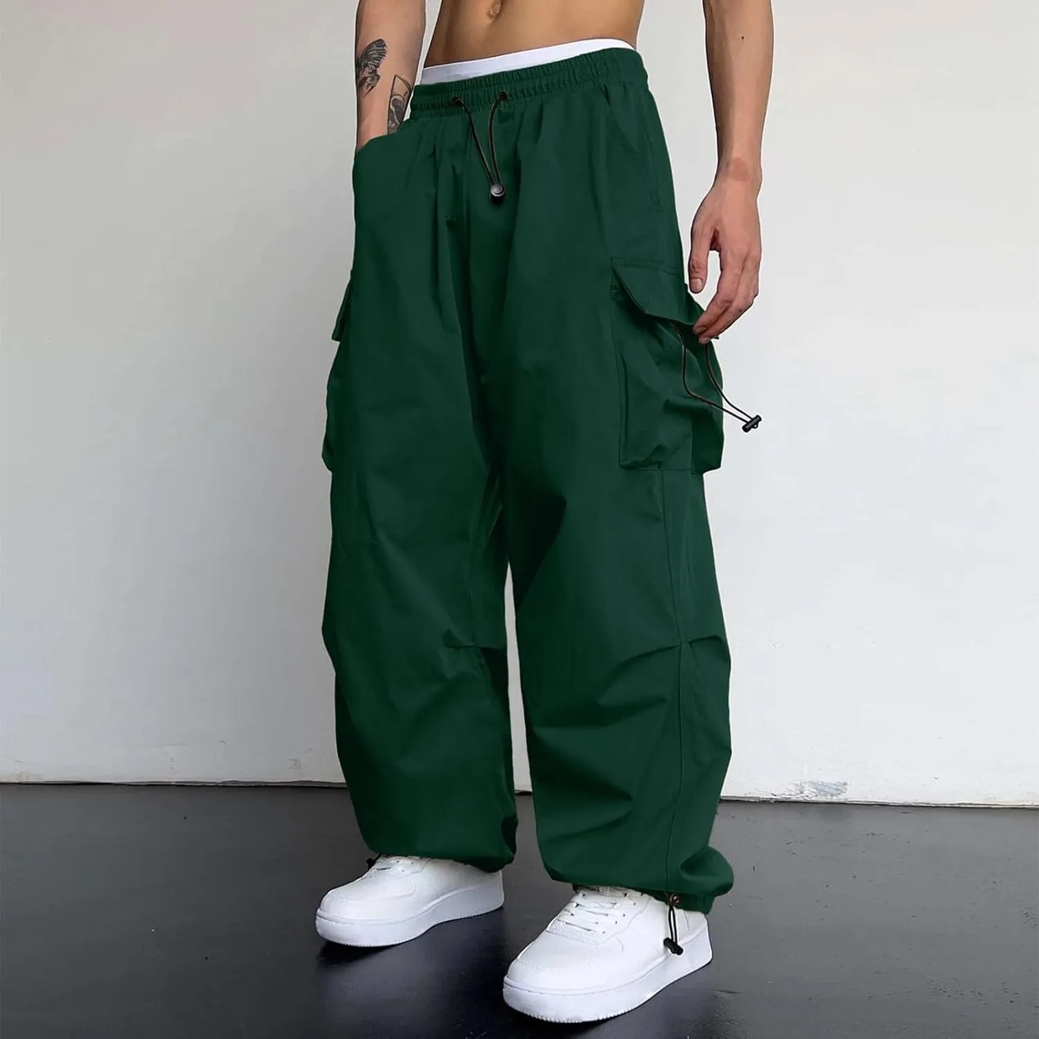 Cargo Pants for Men Casual Lightweight Drawstring Waist Pant Outdoor Pants with Multiple Pockets