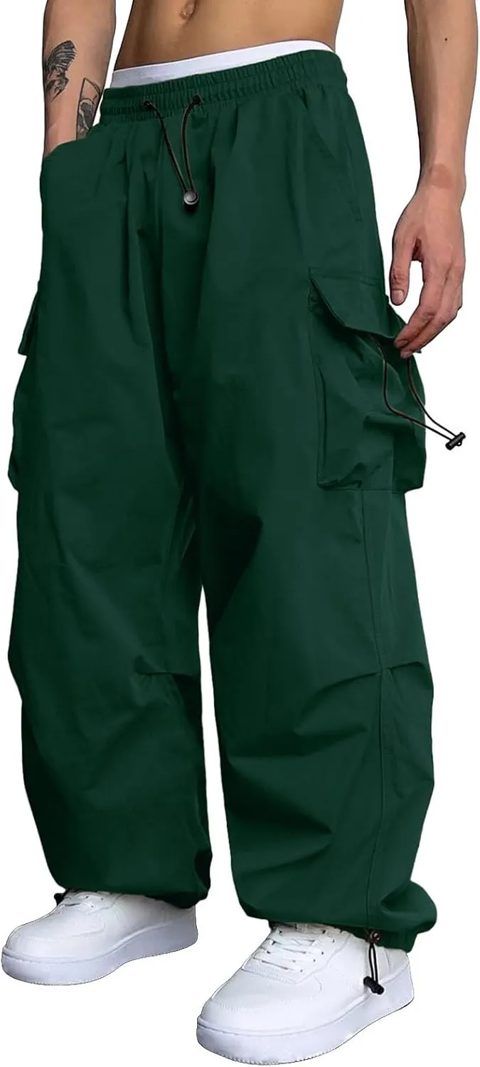 Cargo Pants for Men Casual Lightweight Drawstring Waist Pant Outdoor Pants with Multiple Pockets