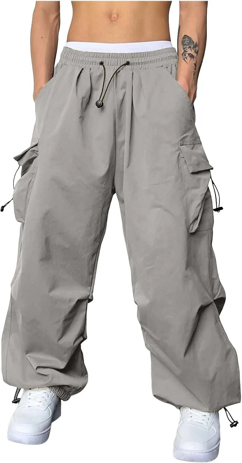 Cargo Pants for Men Casual Lightweight Drawstring Waist Pant Outdoor Pants with Multiple Pockets