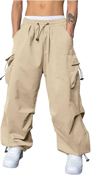 Cargo Pants for Men Casual Lightweight Drawstring Waist Pant Outdoor Pants with Multiple Pockets
