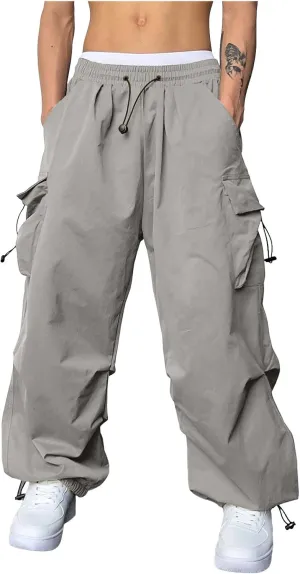 Cargo Pants for Men Casual Lightweight Drawstring Waist Pant Outdoor Pants with Multiple Pockets