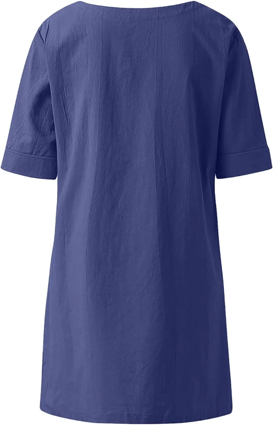 Casual Cotton and Linen 3/4 Sleeve Summer Tops for Women Loose Irregular Hem Tunic T Shirt Solid Plain Plus Size Blouse