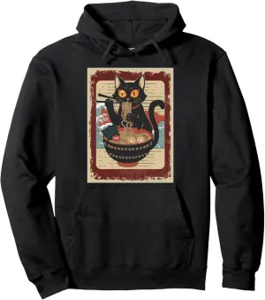 Cat Ramen Japanese Funny Graphic Tees Kawaii Cat Anime Gifts Pullover Hoodie