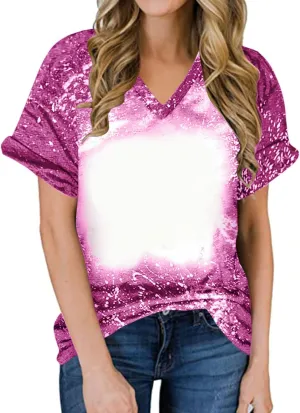 Ceboyel Womens Bleached Sublimation Blank Shirts Short Sleeve Graphic Tees Tops Casual Blouses Funny Summer Outfits Clothes