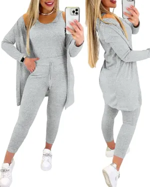 ChicMe Women's 3 Piece Outfits Casual Tops and Pants Lounge Sets Tracksuits Cozy Pajamas