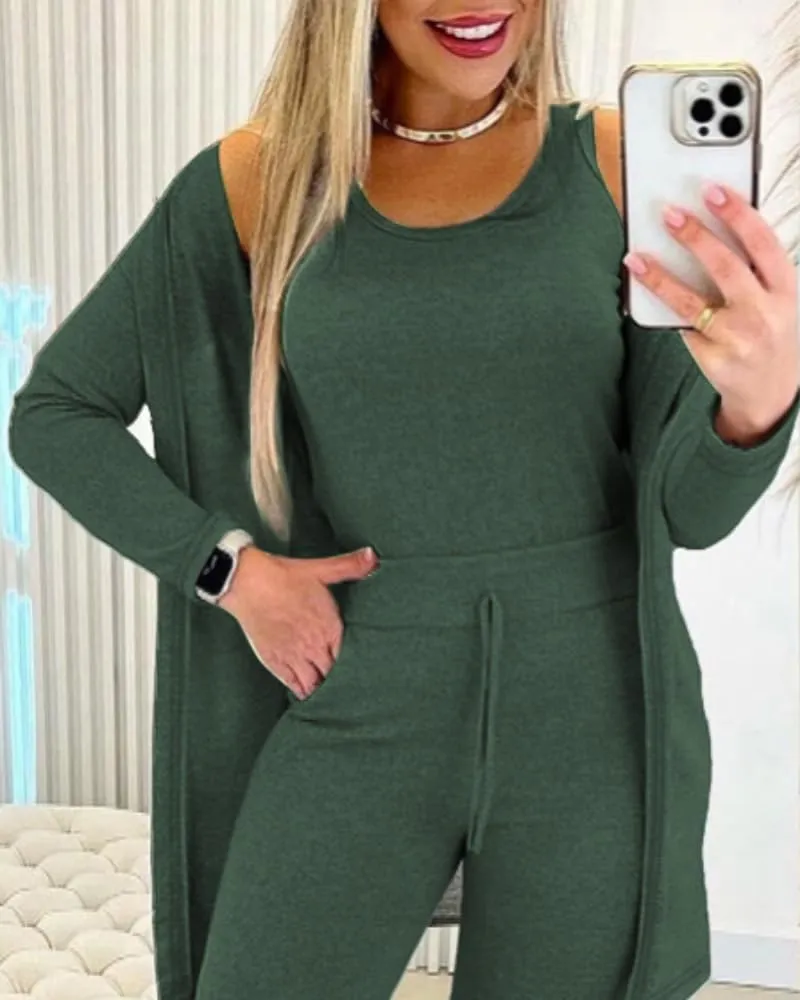 ChicMe Women's 3 Piece Outfits Casual Tops and Pants Lounge Sets Tracksuits Cozy Pajamas