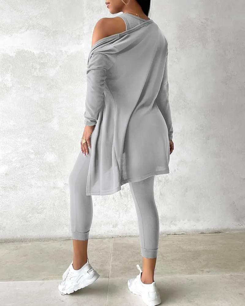 ChicMe Women's 3 Piece Outfits Casual Tops and Pants Lounge Sets Tracksuits Cozy Pajamas