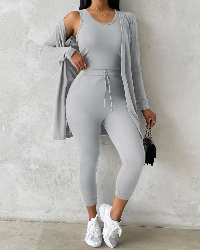 ChicMe Women's 3 Piece Outfits Casual Tops and Pants Lounge Sets Tracksuits Cozy Pajamas