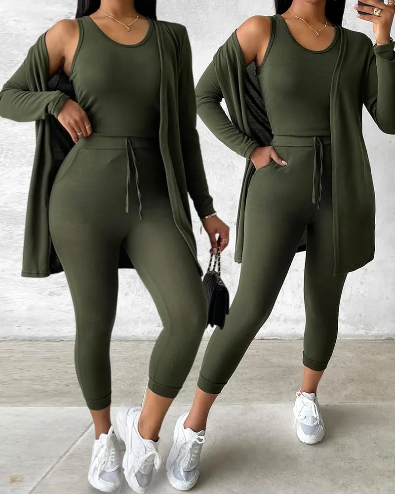 ChicMe Women's 3 Piece Outfits Casual Tops and Pants Lounge Sets Tracksuits Cozy Pajamas