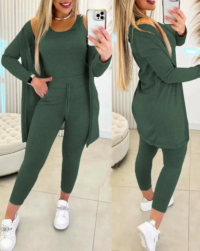 ChicMe Women's 3 Piece Outfits Casual Tops and Pants Lounge Sets Tracksuits Cozy Pajamas