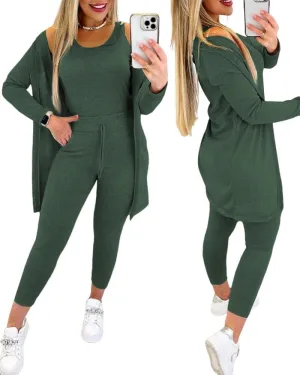 ChicMe Women's 3 Piece Outfits Casual Tops and Pants Lounge Sets Tracksuits Cozy Pajamas